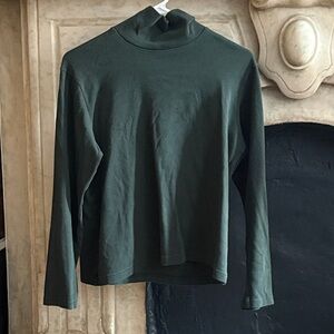 Uniqlo Dark Green Long Sleeve Mock Neck Tee